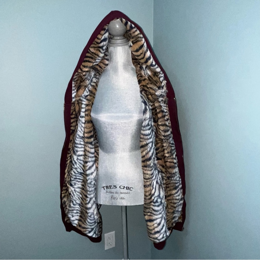 ACTIVE ZONE PENNINGTONS full zip HOODIE WITH Faux Fur Animal Print plus size 5X